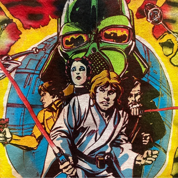 Vintage Classic Star Wars Comic Book Cover #1 Tie Dye T-Shirt Luke Darth Vader - Picture 4 of 13